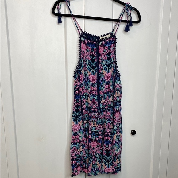 Jessica Simpson Navy Floral Dress - Boho - small - halter neck - tassel accents - Picture 1 of 5